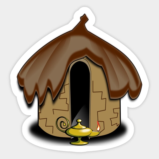 Hut with a magic Lamp Sticker by teedesign20